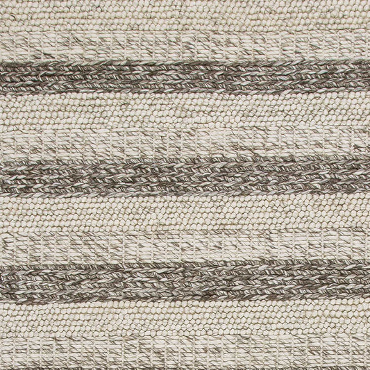 8' X 10' Grey White Hand Woven Knobby Stripes Indoor Area Rug