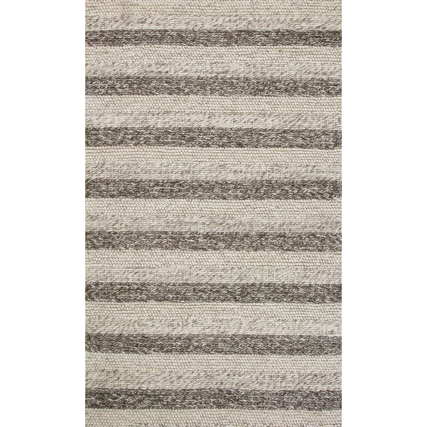 8' X 10' Grey White Hand Woven Knobby Stripes Indoor Area Rug