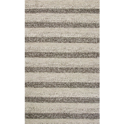 5' X 7' Brown Gray And Ivory New Zealand Lambs Wool Striped Hand Woven Area Rug