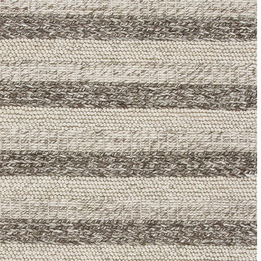 5' X 7' Grey White Hand Woven Knobby Stripes Indoor Area Rug