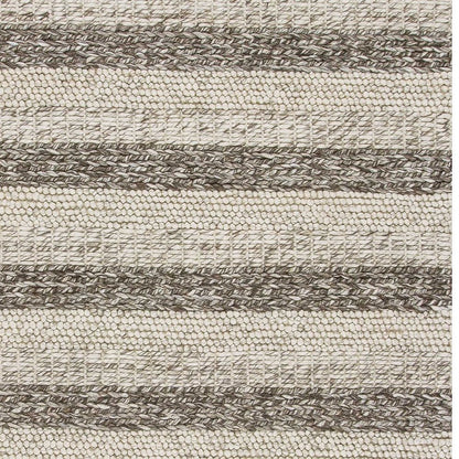 5' X 7' Brown Gray And Ivory New Zealand Lambs Wool Striped Hand Woven Area Rug