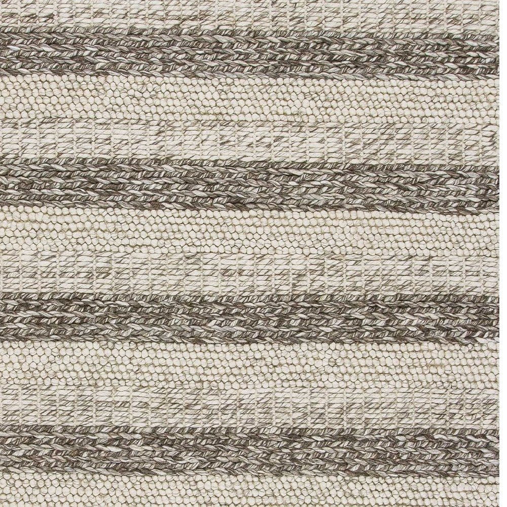 5' X 7' Brown Gray And Ivory New Zealand Lambs Wool Striped Hand Woven Area Rug