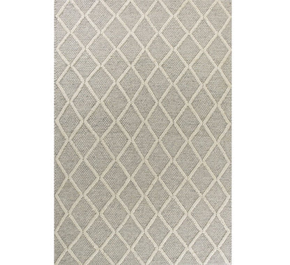 9' X 13' Gray And Ivory Wool Diamond Hand Woven Area Rug
