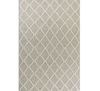 9' X 13' Gray And Ivory Wool Diamond Hand Woven Area Rug