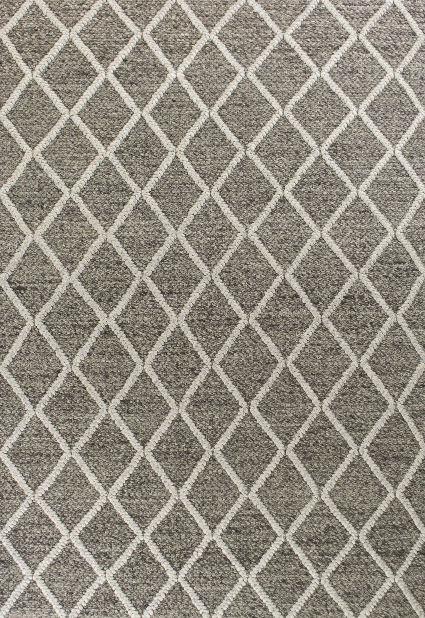 5' X 7' Dark Gray and Ivory Wool Diamond Hand Woven Berber Area Rug