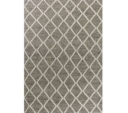 5' X 7' Dark Gray and Ivory Wool Diamond Hand Woven Berber Area Rug