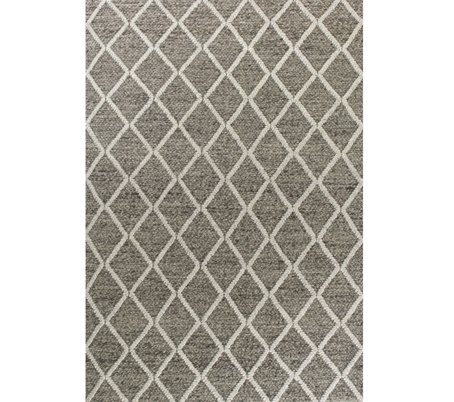 8' X 10' Dark Grey Hand Woven Diamond Pattern Indoor Area Rug