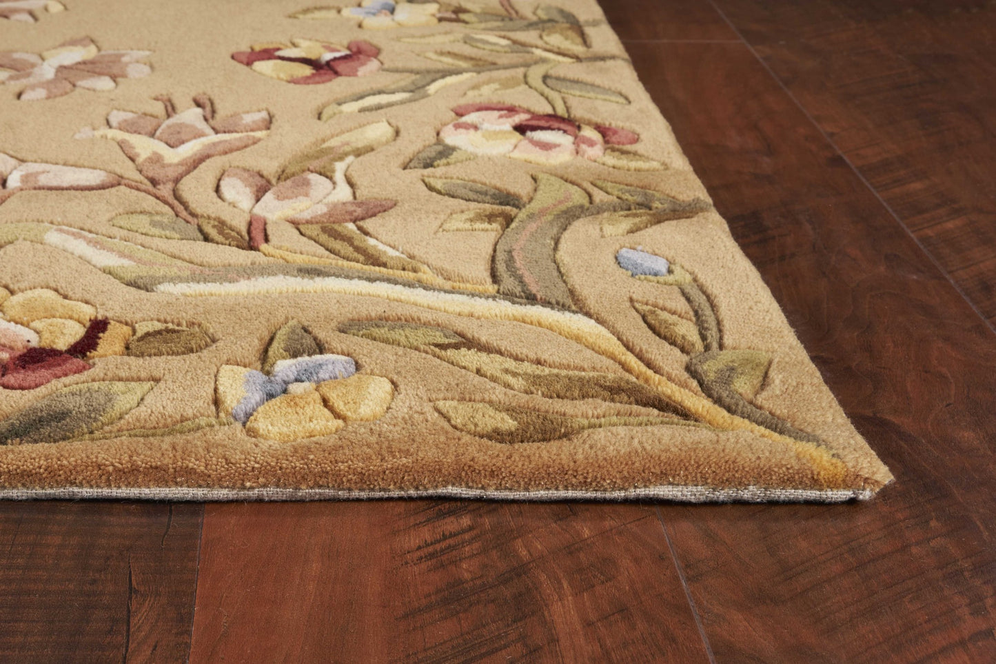 8' Golden Yellow Wool Floral Hand Tufted Runner Rug