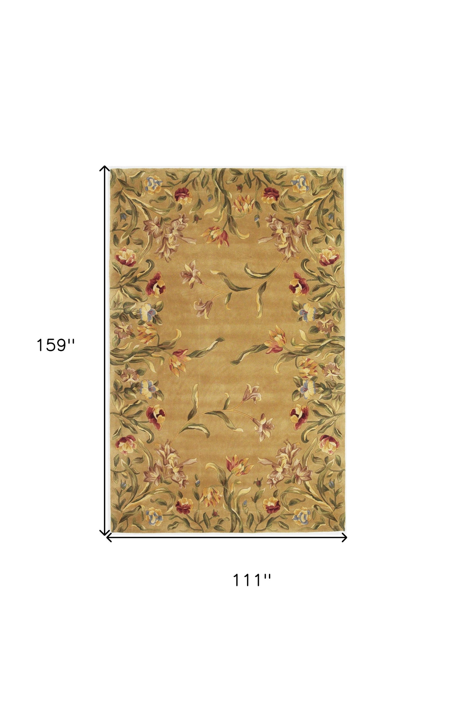 8' Golden Yellow Wool Floral Hand Tufted Runner Rug