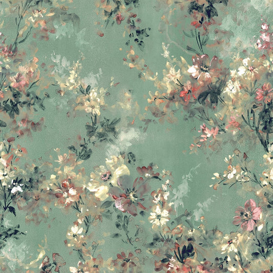 GALERIE WALLCOVERINGS CITY ROMANCE Floral   Green Textured  - 35096