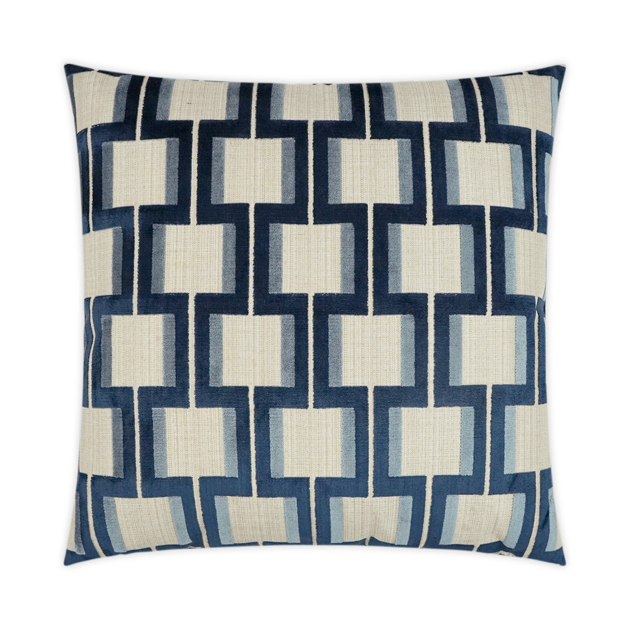D.V. KAP HOME   24" x 24" Shoreham Pillow - Indigo Geometric    - 3520-I-2424