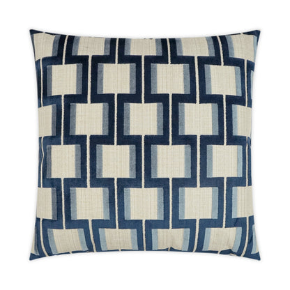 D.V. KAP HOME   24" x 24" Shoreham Pillow - Indigo Geometric    - 3520-I-2424