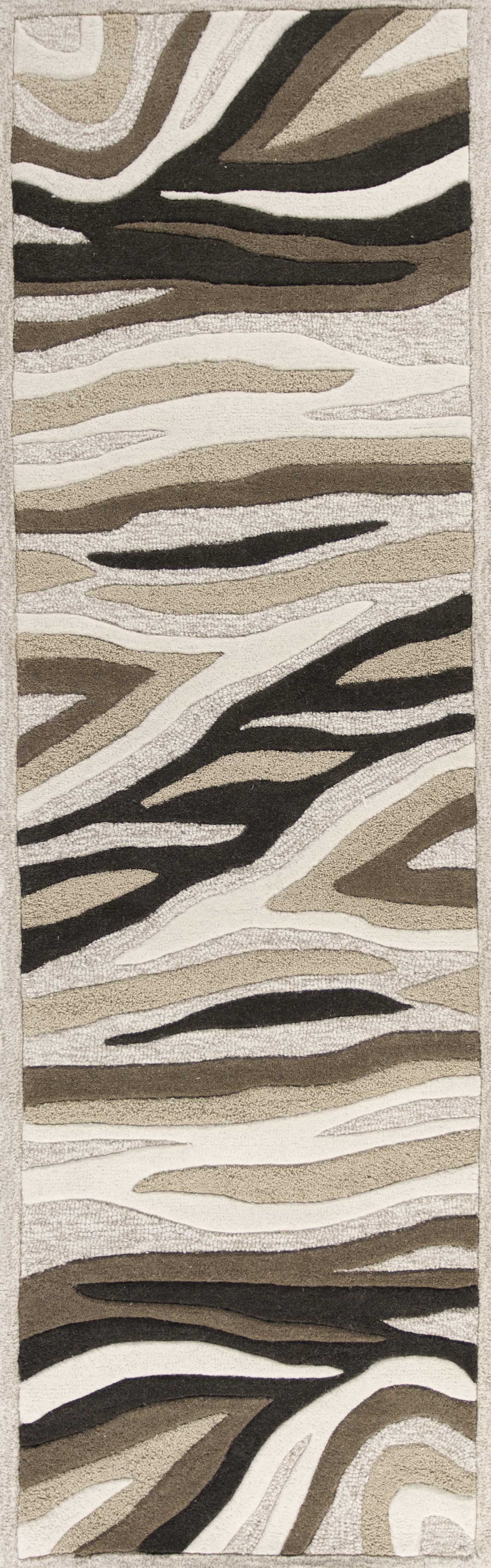 5' X 8' Natural Beige Hand Tufted Abstract Waves Indoor Area Rug