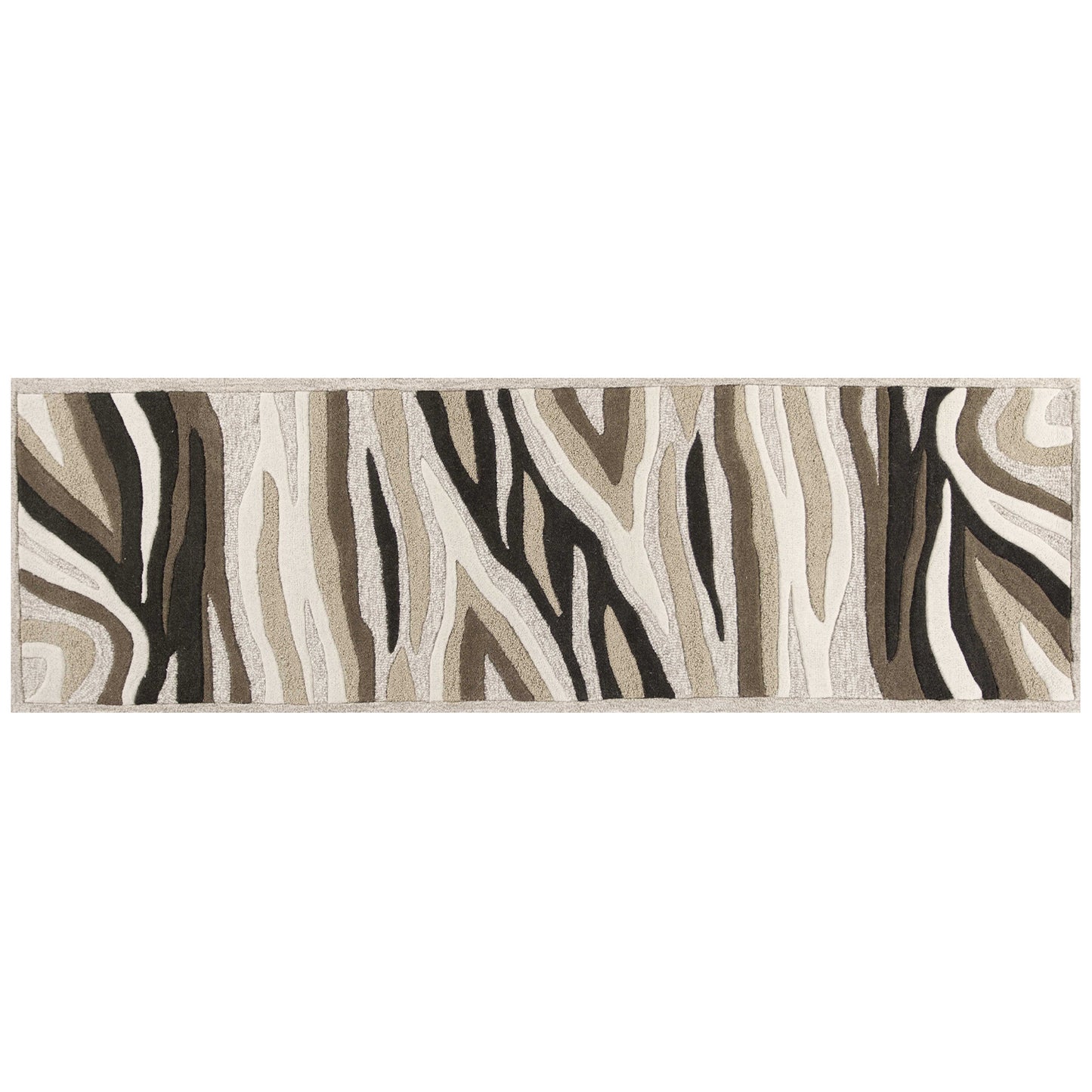 5' X 8' Natural Beige Hand Tufted Abstract Waves Indoor Area Rug