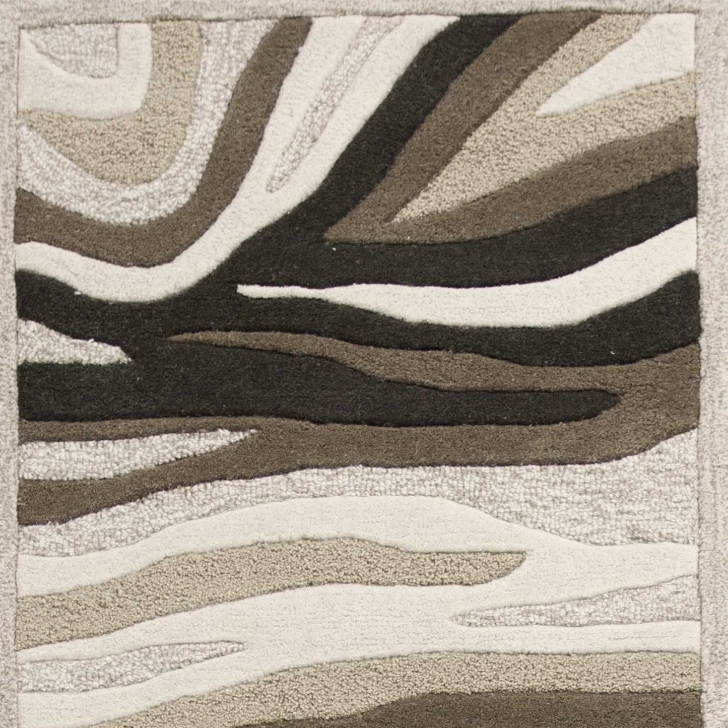 5' X 8' Natural Beige Hand Tufted Abstract Waves Indoor Area Rug