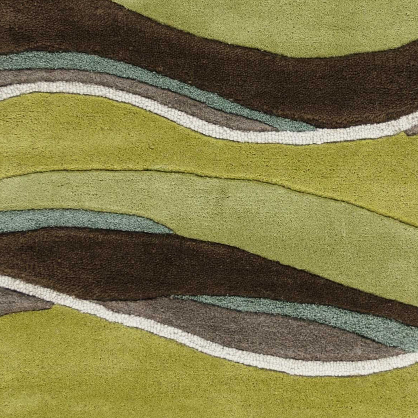 8' X 11' Lime Mocha Hand Tufted Abstract Waves Indoor Area Rug