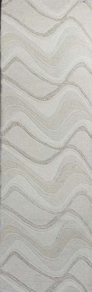 2' X 4' Ivory And Gray Wool Abstract Hand Tufted Area Rug