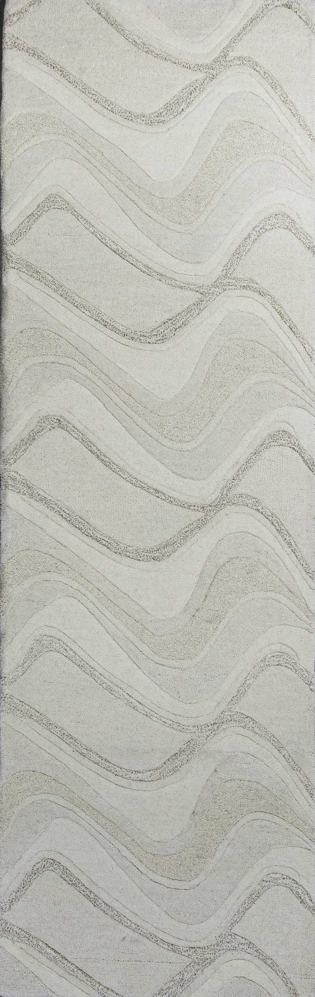 5' X 8' Ivory Hand Tufted Abstract Waves Indoor Area Rug