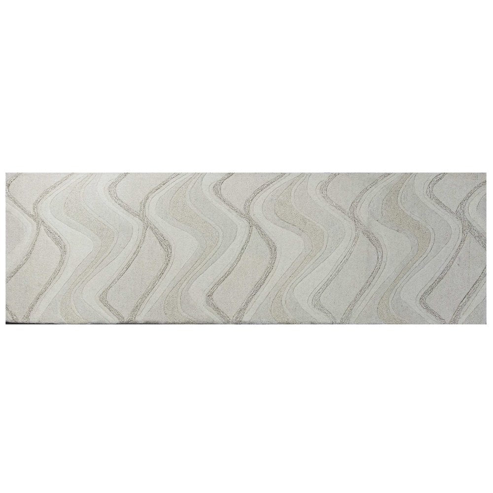 3' X 5' Ivory And Gray Wool Abstract Hand Tufted Area Rug