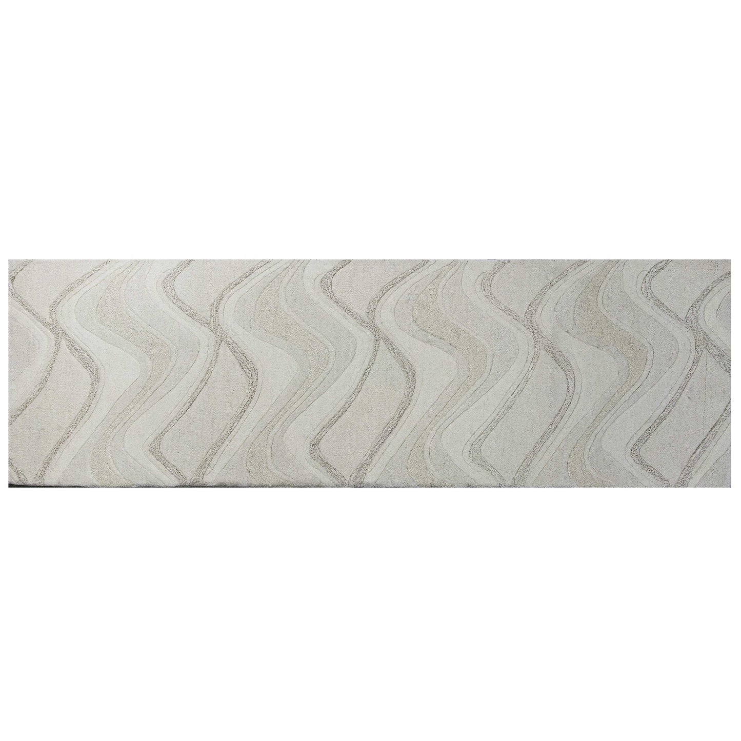 5' X 8' Ivory Hand Tufted Abstract Waves Indoor Area Rug