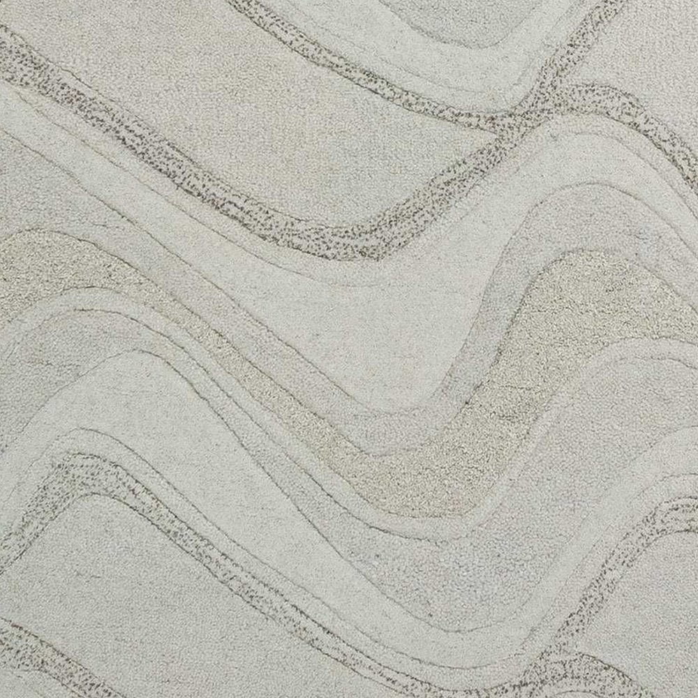 3' X 5' Ivory And Gray Wool Abstract Hand Tufted Area Rug