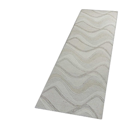 2' X 4' Ivory And Gray Wool Abstract Hand Tufted Area Rug