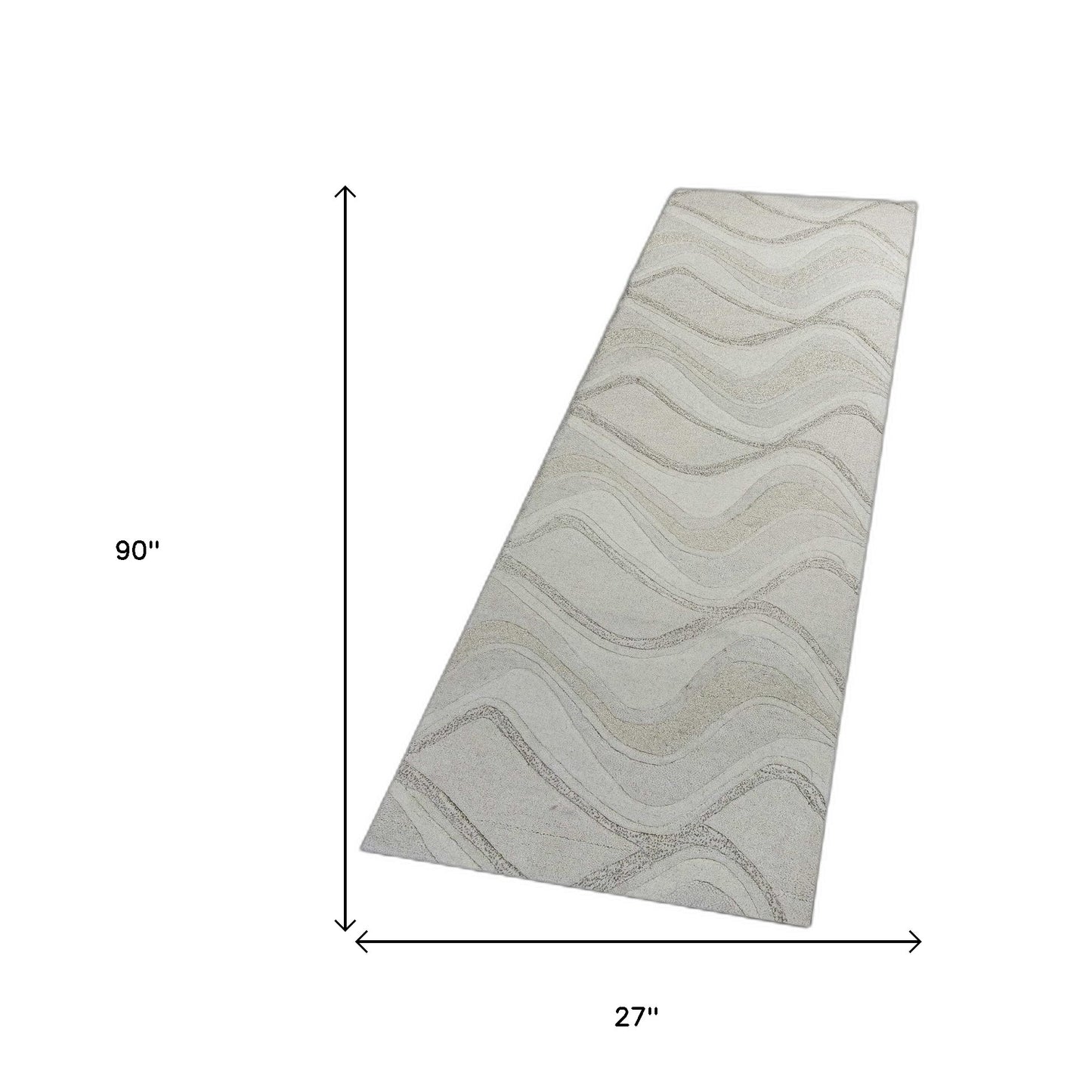 5' X 8' Ivory Hand Tufted Abstract Waves Indoor Area Rug