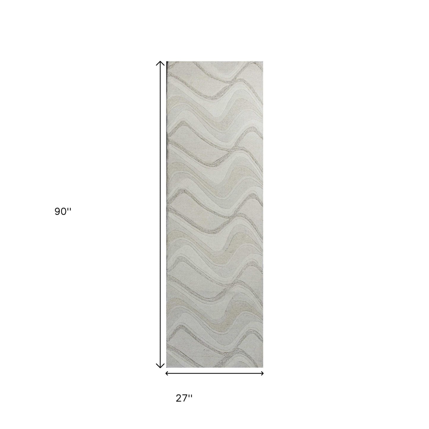 2' X 4' Ivory And Gray Wool Abstract Hand Tufted Area Rug