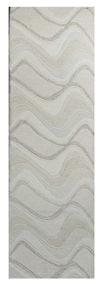 2' X 4' Ivory And Gray Wool Abstract Hand Tufted Area Rug