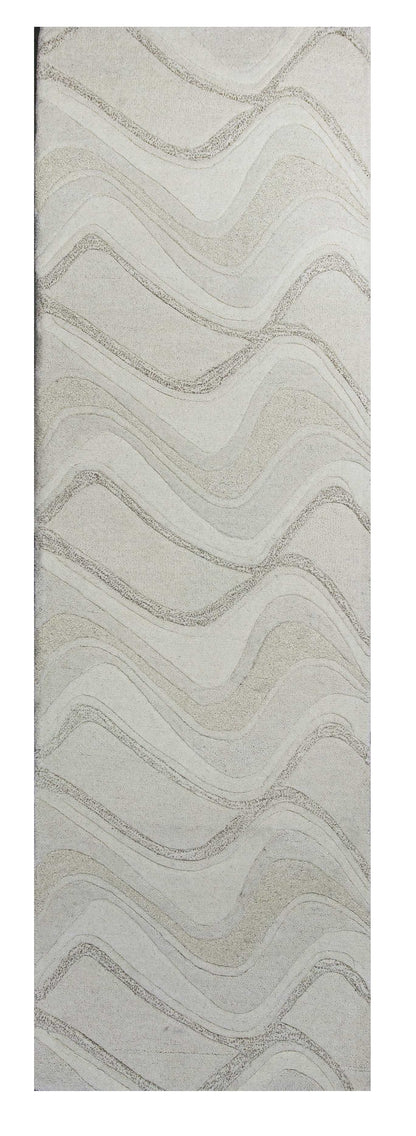 2' X 4' Ivory And Gray Wool Abstract Hand Tufted Area Rug