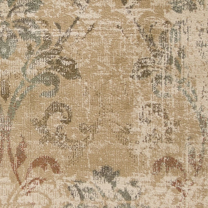 8' X 11' Champagne And Beige Damask Area Rug
