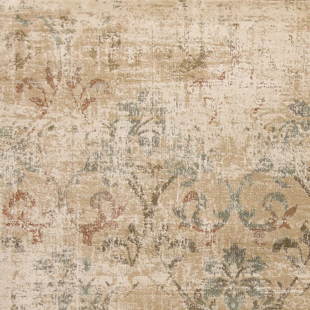 5' X 8' Champagne And Beige Damask Area Rug