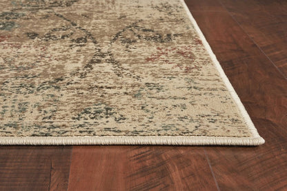 5' X 8' Champagne And Beige Damask Area Rug