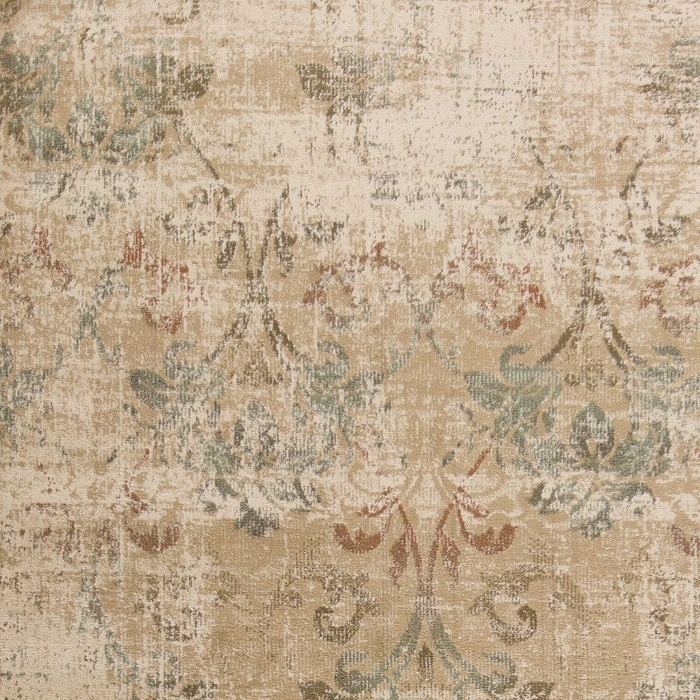 5' X 8' Champagne And Beige Damask Area Rug