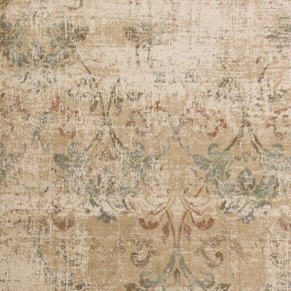 8' X 11' Champagne And Beige Damask Area Rug