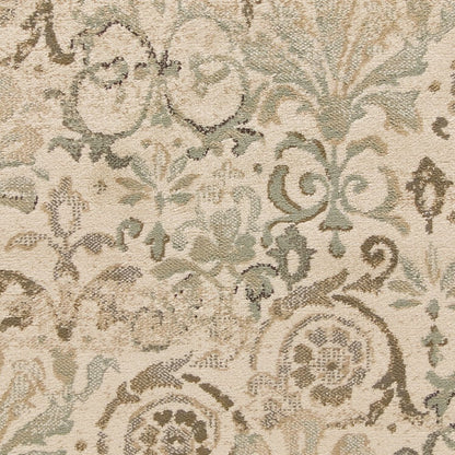 8' X 11' Ivory And Brown Floral Medallion Area Rug