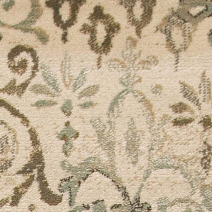 8' X 11' Ivory And Brown Floral Medallion Area Rug