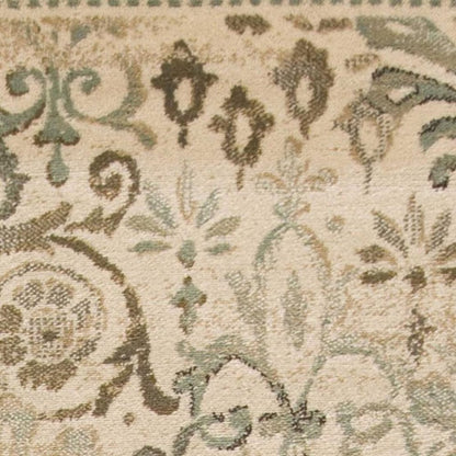 8' X 11' Ivory And Brown Floral Medallion Area Rug