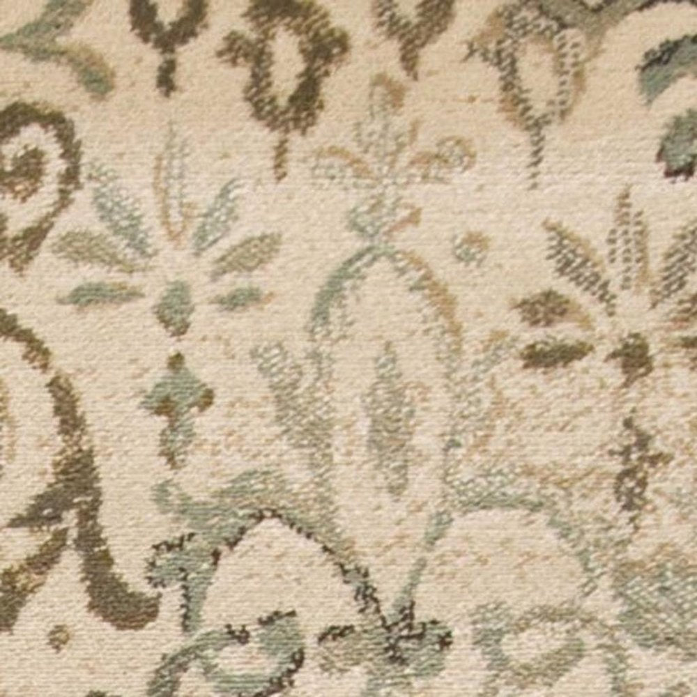 8' X 11' Ivory And Brown Floral Medallion Area Rug