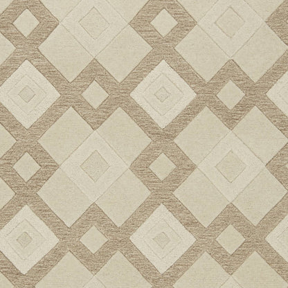 8' X 11' Ivory And Brown Wool Geometric Hand Tufted Area Rug