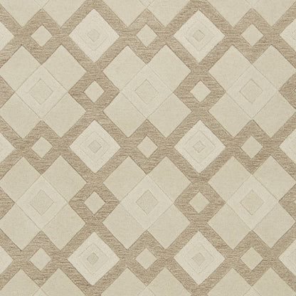 8' X 11' Ivory And Brown Wool Geometric Hand Tufted Area Rug