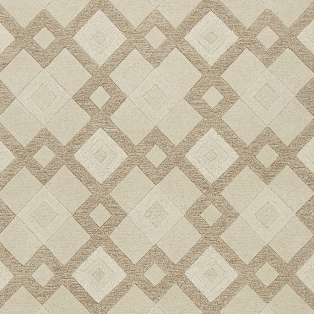 5' X 8' Ivory And Brown Wool Geometric Hand Tufted Area Rug