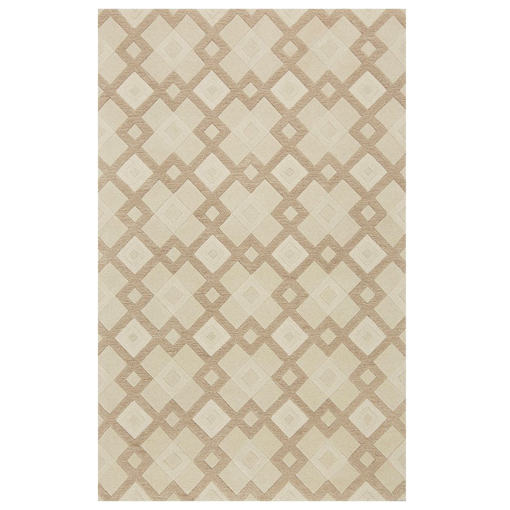 5' X 8' Ivory And Brown Wool Geometric Hand Tufted Area Rug