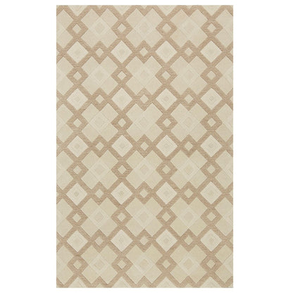 5' X 8' Ivory And Brown Wool Geometric Hand Tufted Area Rug