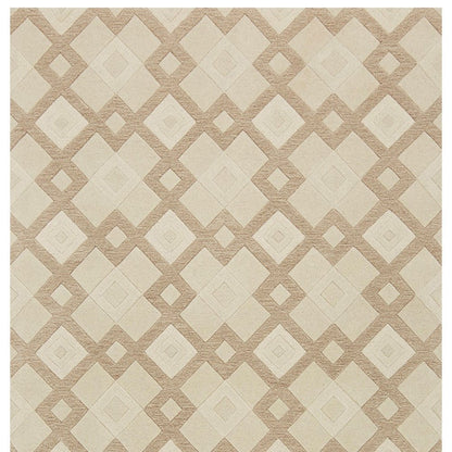 8' X 11' Ivory And Brown Wool Geometric Hand Tufted Area Rug