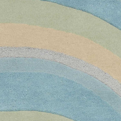 5' X 8' Blue Beige And Green Wool Abstract Hand Tufted Area Rug
