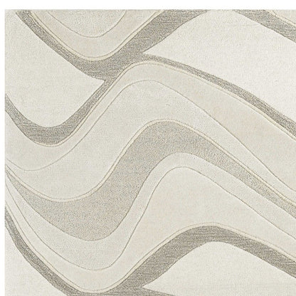 2' X 4' Ivory And Gray Wool Abstract Hand Tufted Area Rug