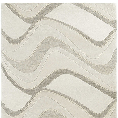 2' X 4' Ivory And Gray Wool Abstract Hand Tufted Area Rug