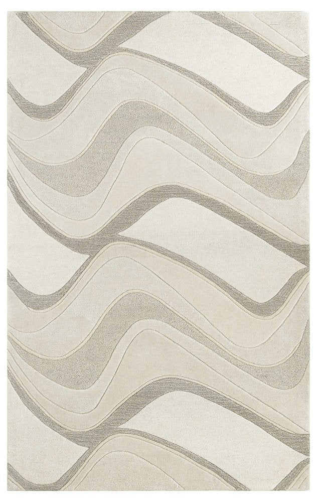 2' X 4' Ivory And Gray Wool Abstract Hand Tufted Area Rug
