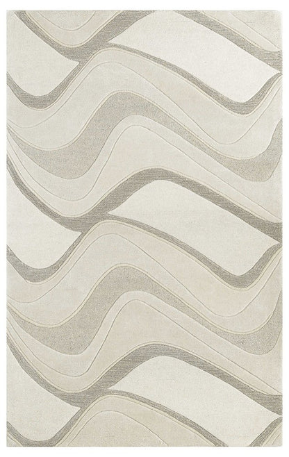 2' X 4' Ivory And Gray Wool Abstract Hand Tufted Area Rug